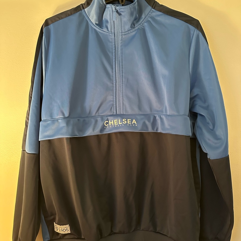 Chelsea Football Club Blue and Black Quarter-Zip Pullover